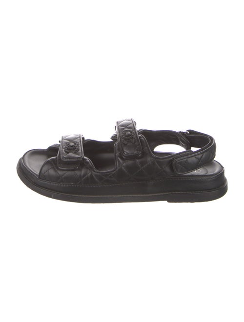 Chanel Interlocking CC Logo Lambskin Slingback Sandals