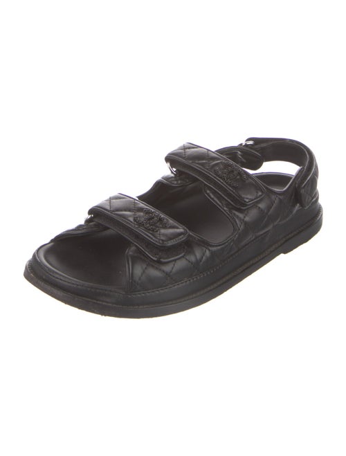 Chanel Interlocking CC Logo Lambskin Slingback Sandals