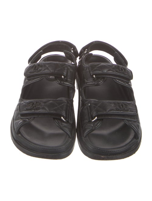 Chanel Interlocking CC Logo Lambskin Slingback Sandals