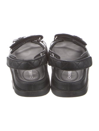 Chanel Interlocking CC Logo Lambskin Slingback Sandals