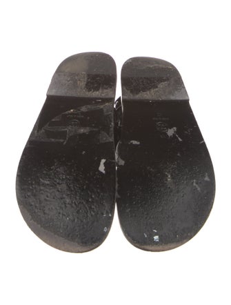 Chanel Interlocking CC Logo Lambskin Slingback Sandals