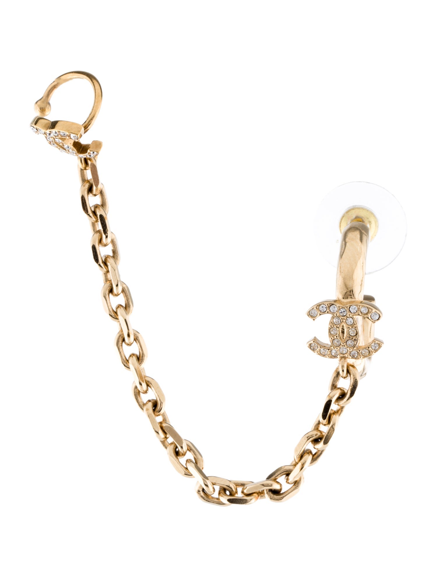 Chanel 2022 Strass CC Chain Draped Single Earring