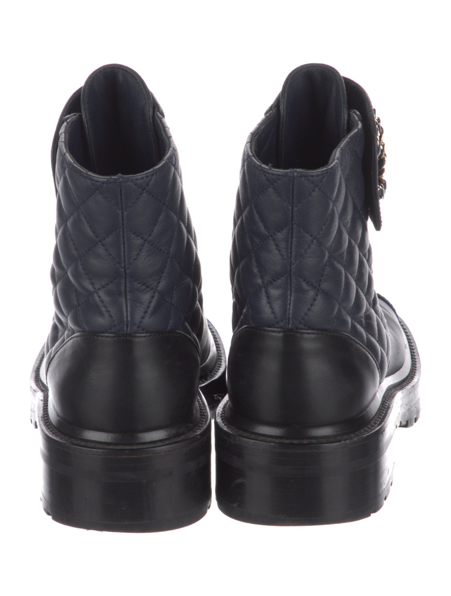 Chanel Interlocking CC Logo Leather Combat Boots