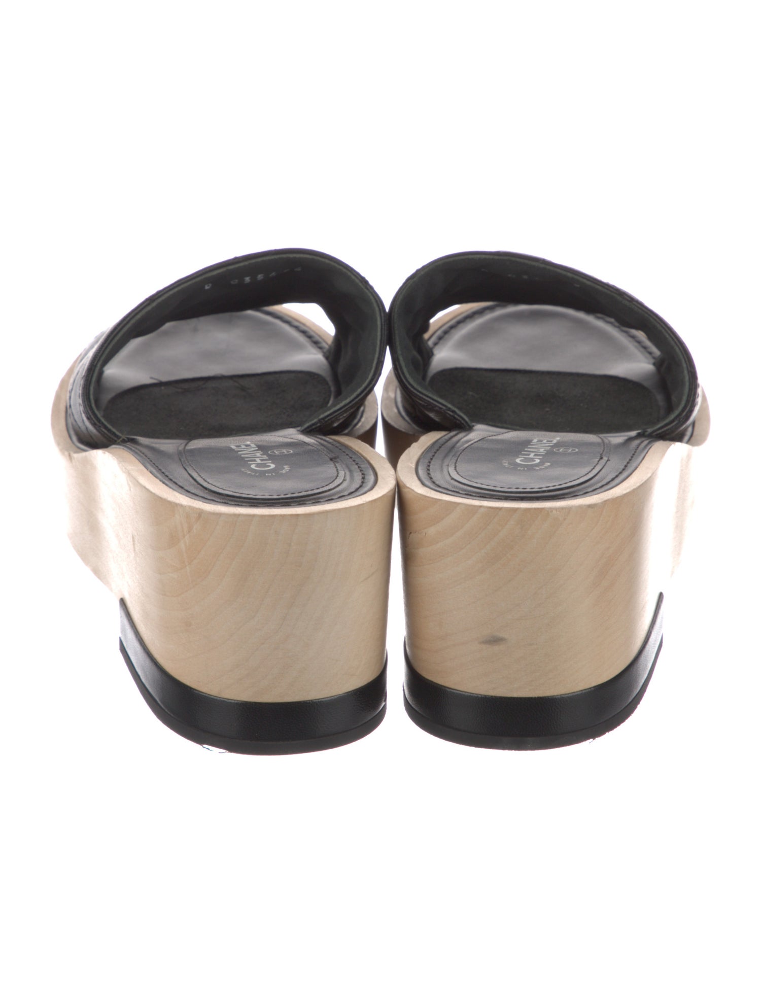 Chanel Interlocking CC Logo Leather Slides