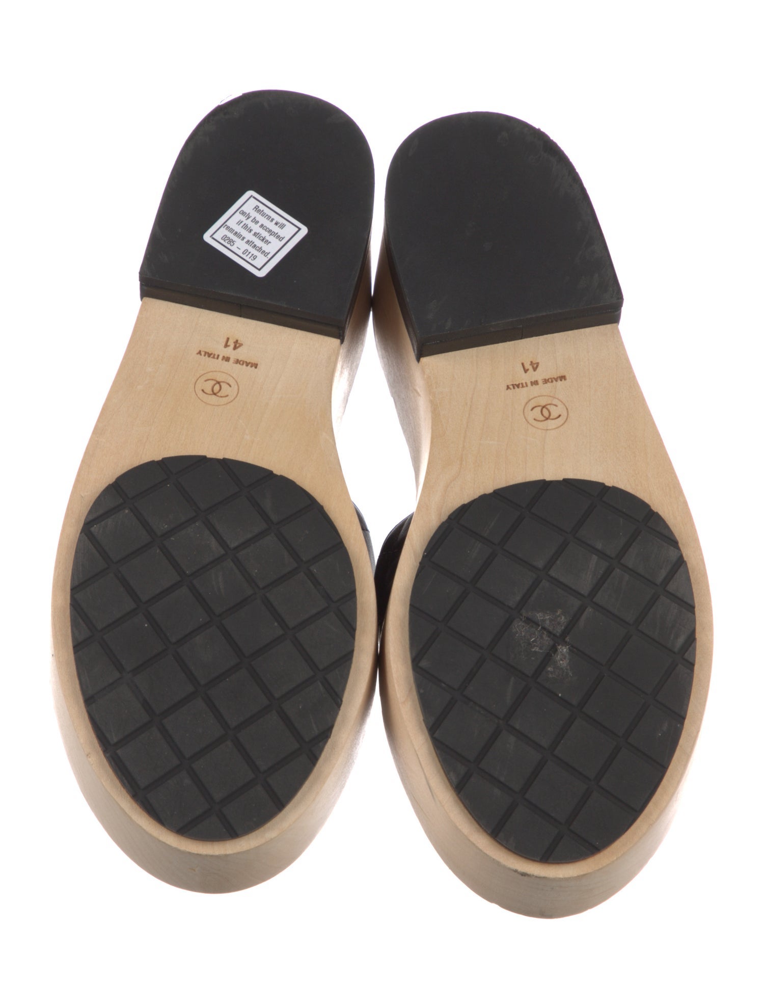 Chanel Interlocking CC Logo Leather Slides