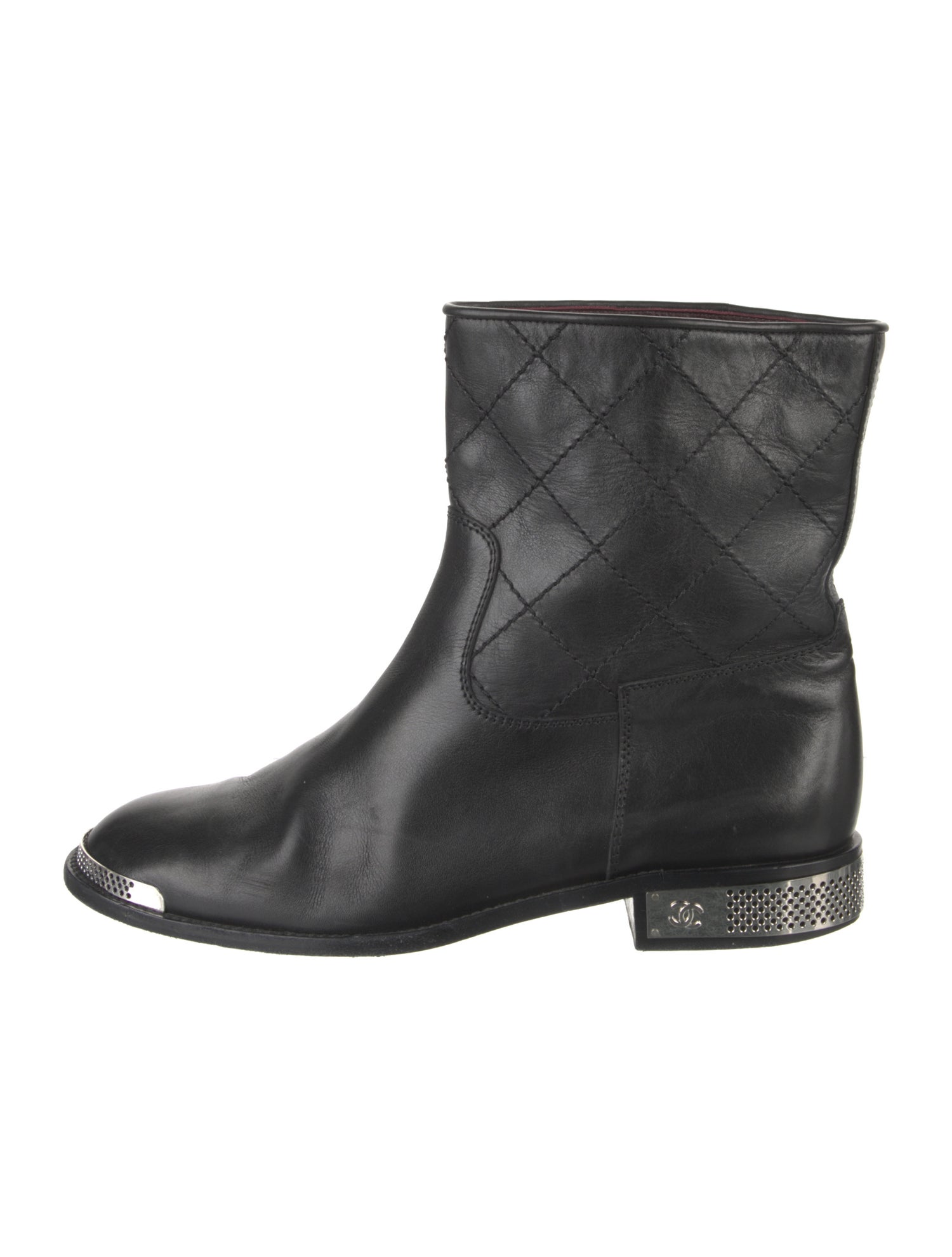 Chanel Interlocking CC Logo Leather Moto Boots