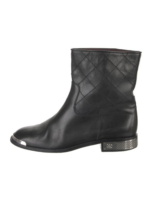 Chanel Interlocking CC Logo Leather Moto Boots