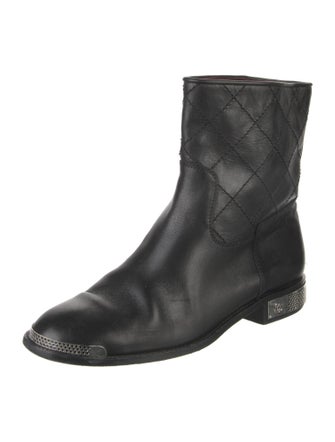 Chanel Interlocking CC Logo Leather Moto Boots