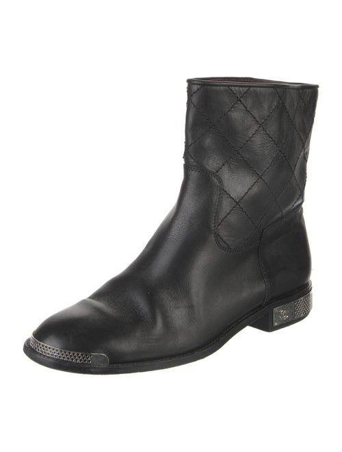Chanel Interlocking CC Logo Leather Moto Boots