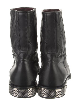 Chanel Interlocking CC Logo Leather Moto Boots