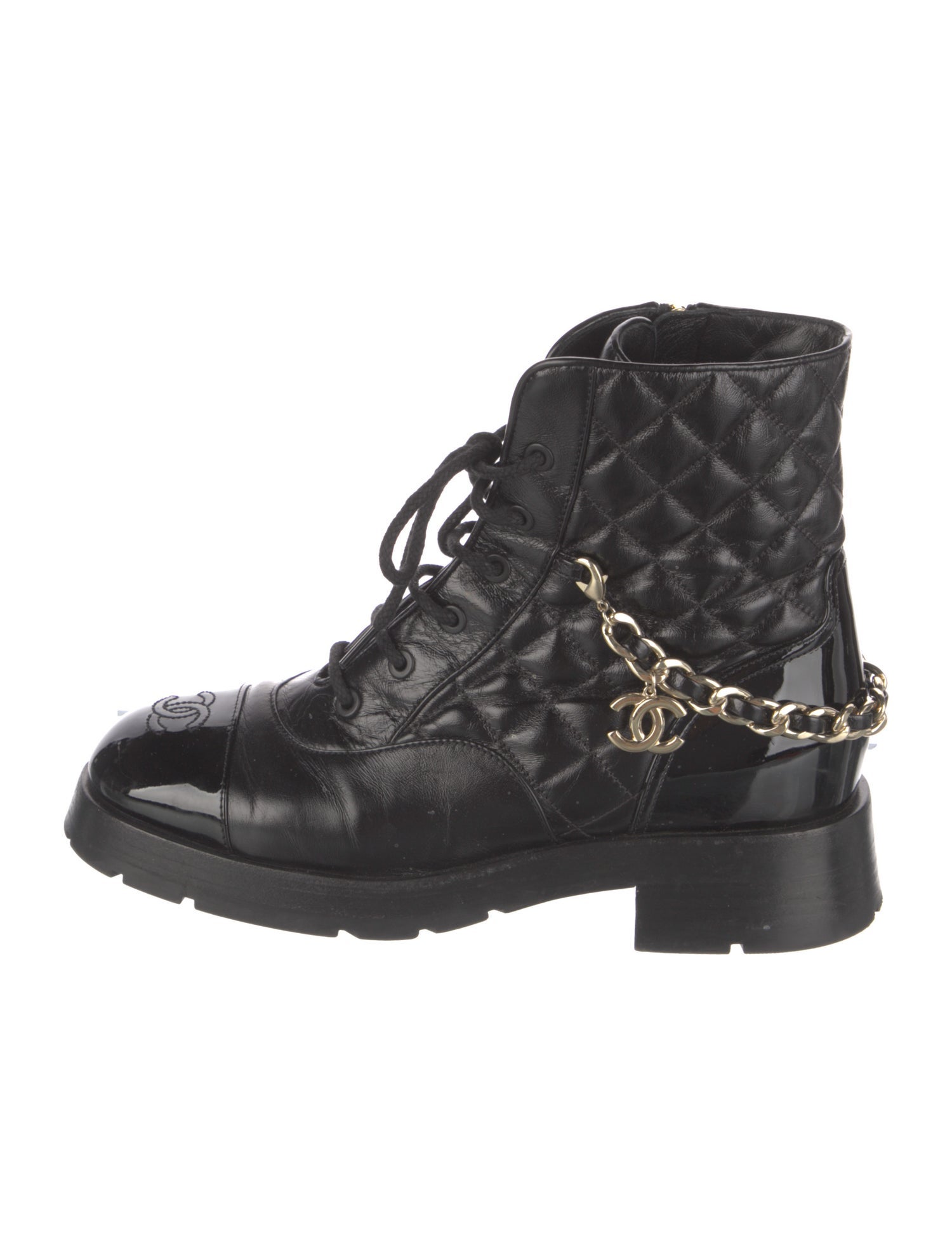 Chanel 2022 Interlocking CC Logo Combat Boots