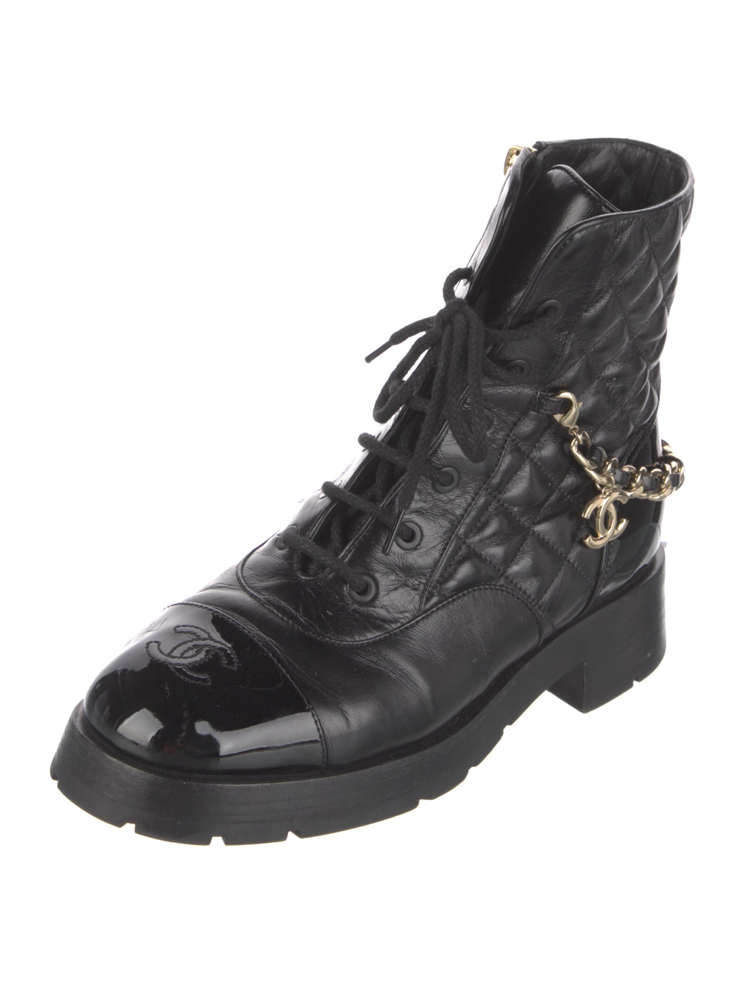 Chanel 2022 Interlocking CC Logo Combat Boots
