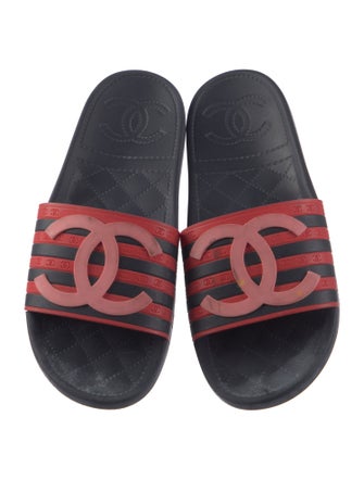 Chanel Interlocking CC Logo Rubber Slides