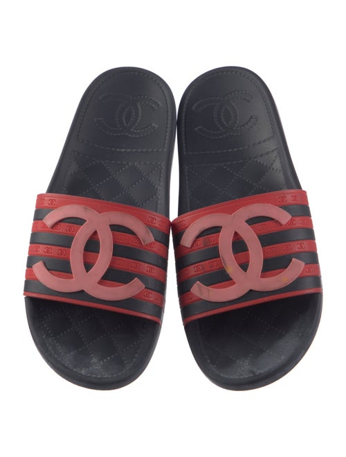 Chanel Interlocking CC Logo Rubber Slides