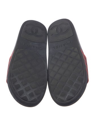 Chanel Interlocking CC Logo Rubber Slides