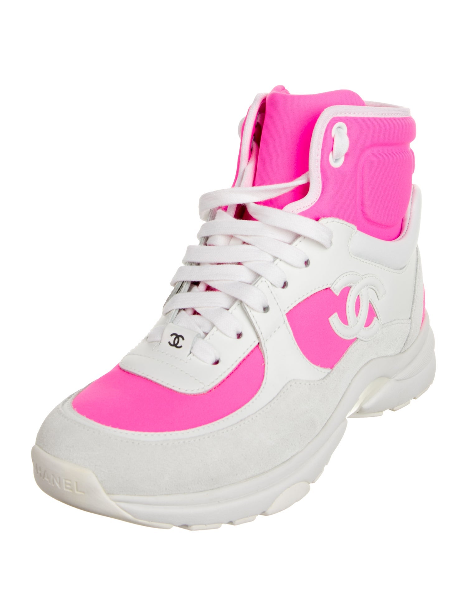 Chanel Interlocking CC Logo Calfskin Wedge Sneakers