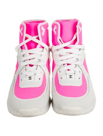 Chanel Interlocking CC Logo Calfskin Wedge Sneakers