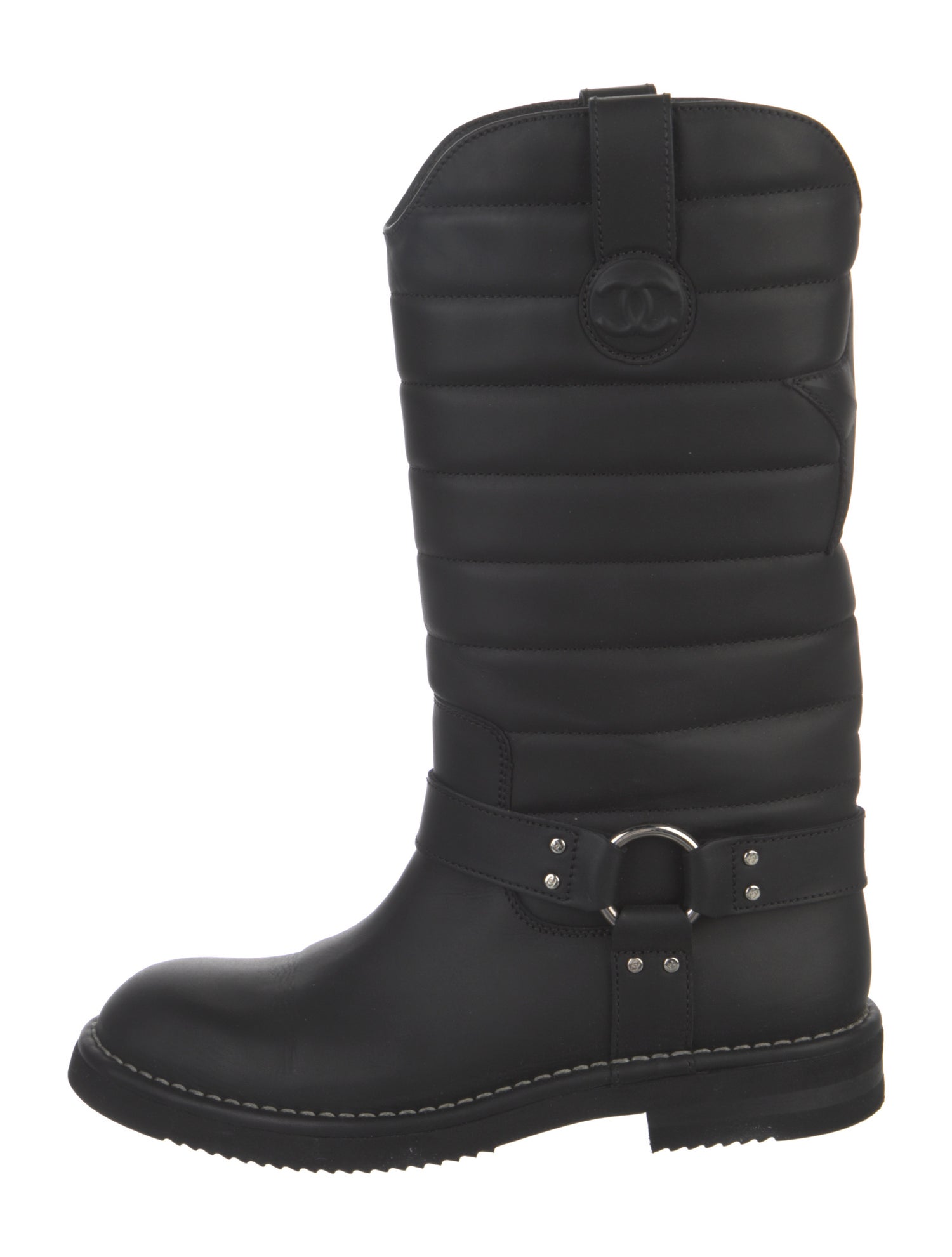 Chanel 2014 Interlocking CC Logo Moto Boots