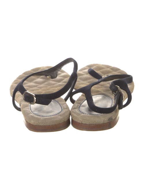 Chanel Interlocking CC Logo Suede T-Strap Sandals