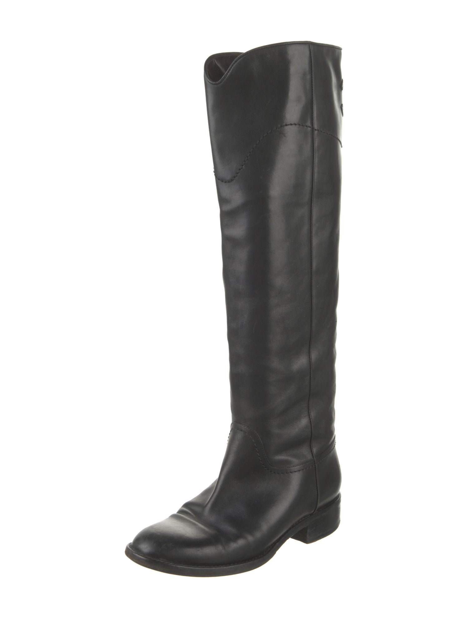 Chanel Interlocking CC Logo Leather Riding Boots