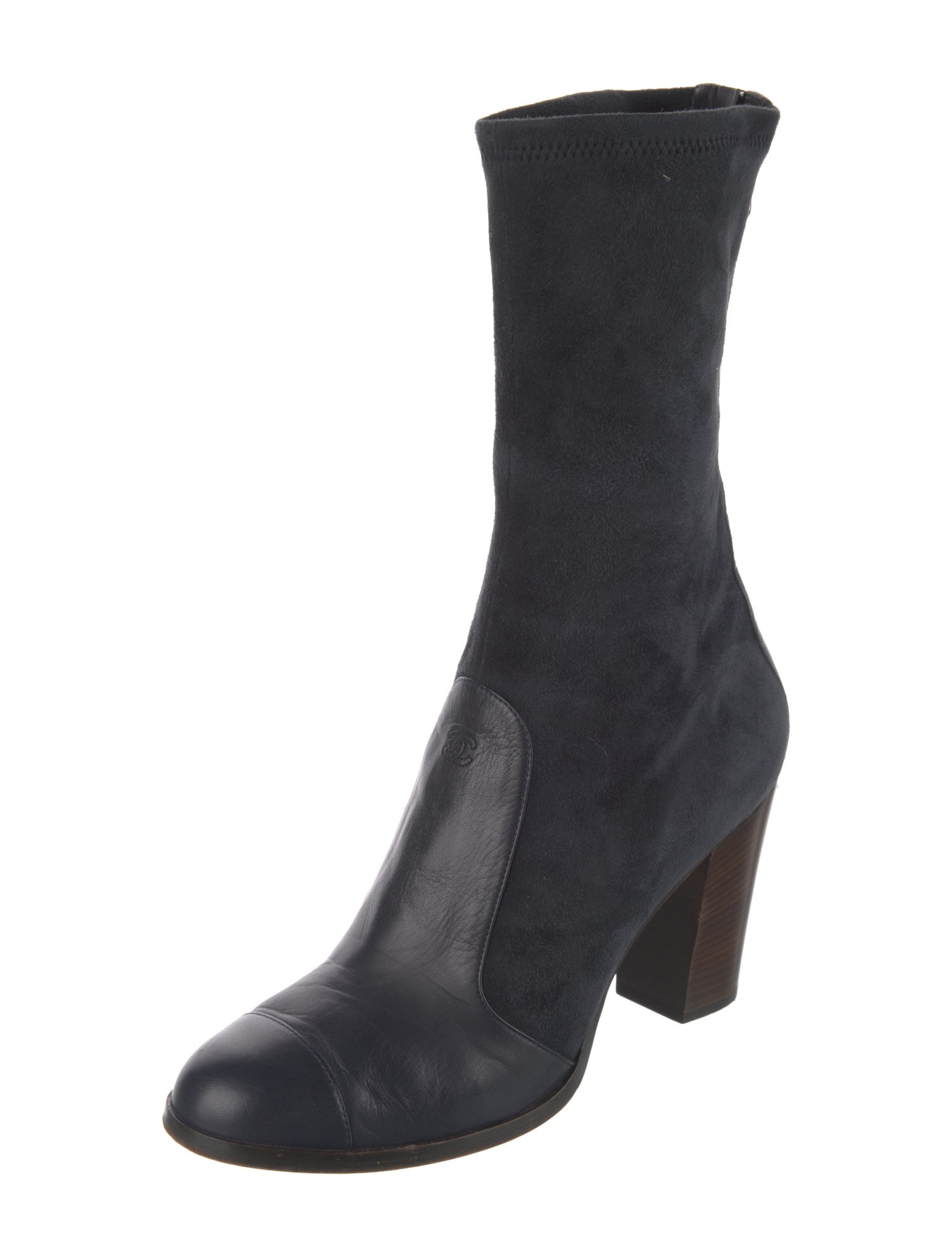 Chanel Interlocking CC Logo Suede Sock Boots