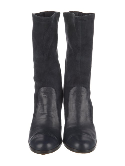 Chanel Interlocking CC Logo Suede Sock Boots
