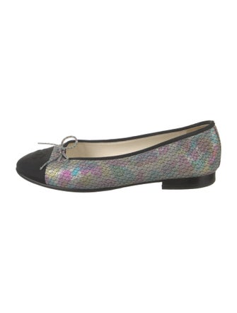 Chanel Interlocking CC Logo Bow Accents Ballet Flats