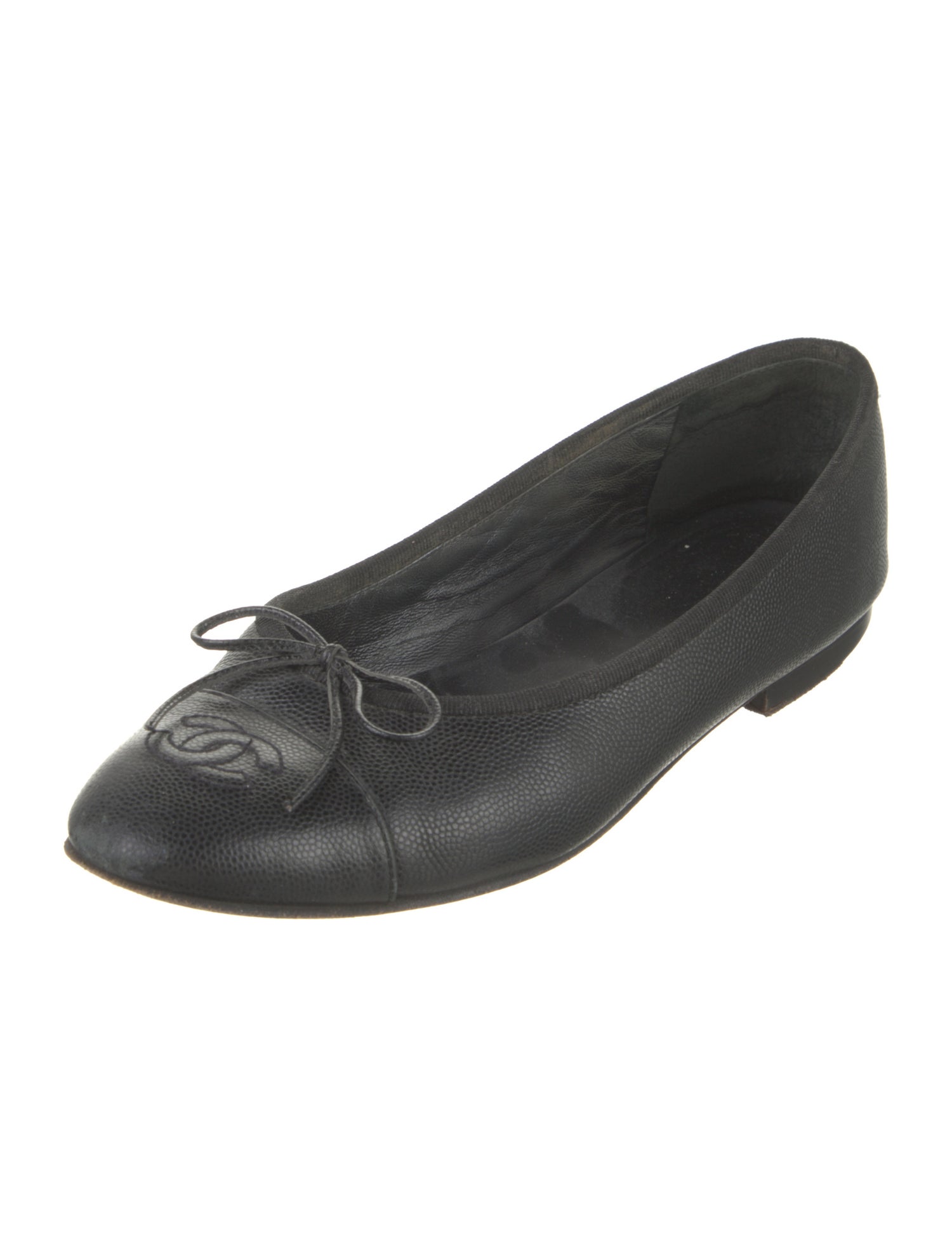 Chanel Interlocking CC Logo Leather Ballet Flats