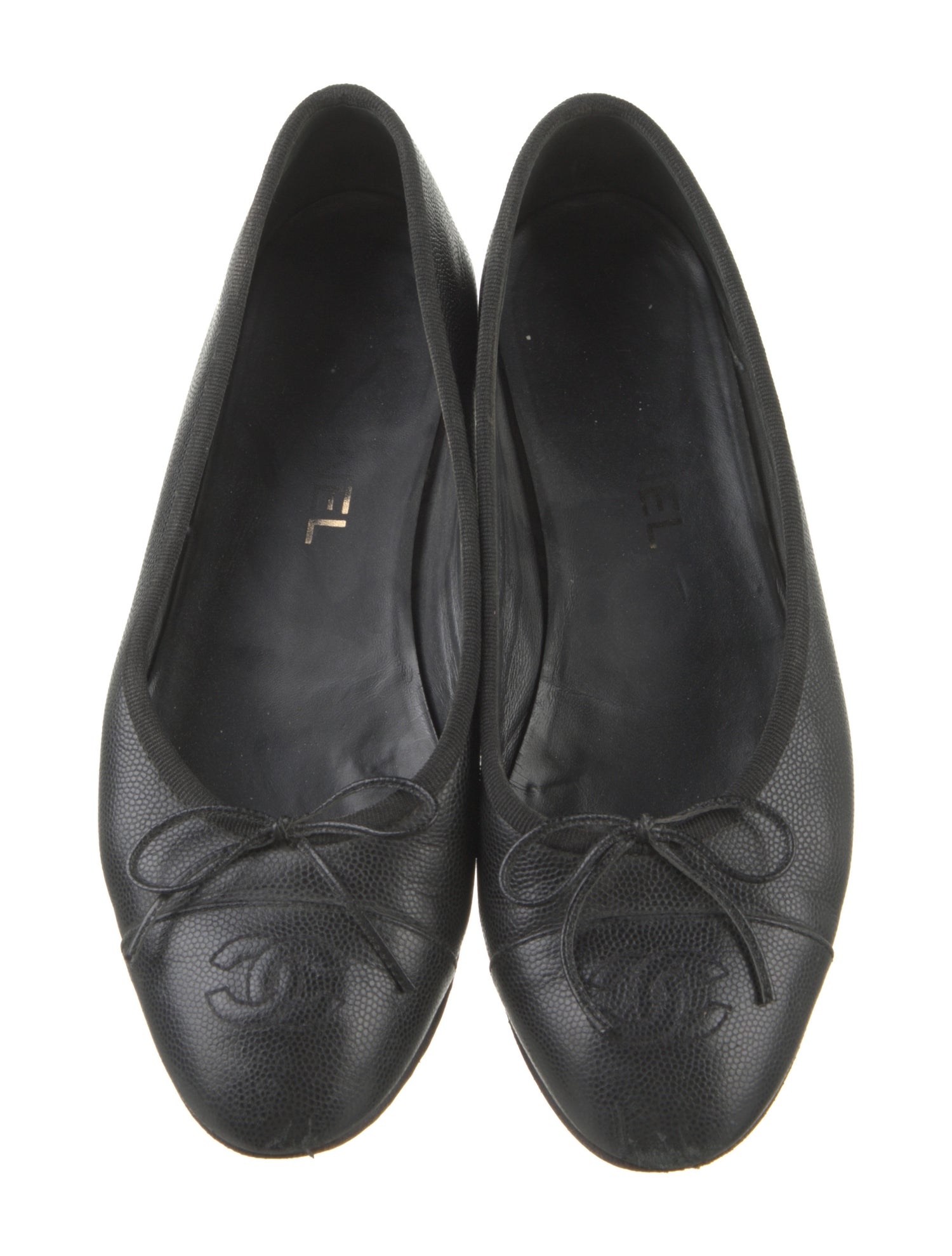 Chanel Interlocking CC Logo Leather Ballet Flats