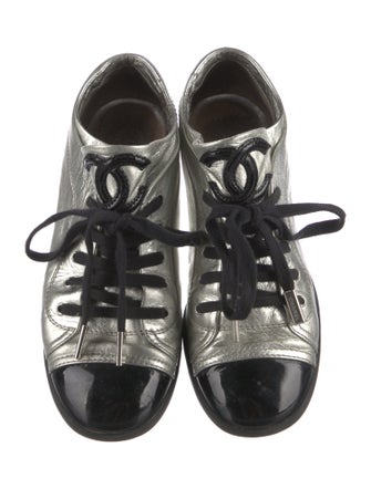Chanel Interlocking CC Logo Leather Sneakers