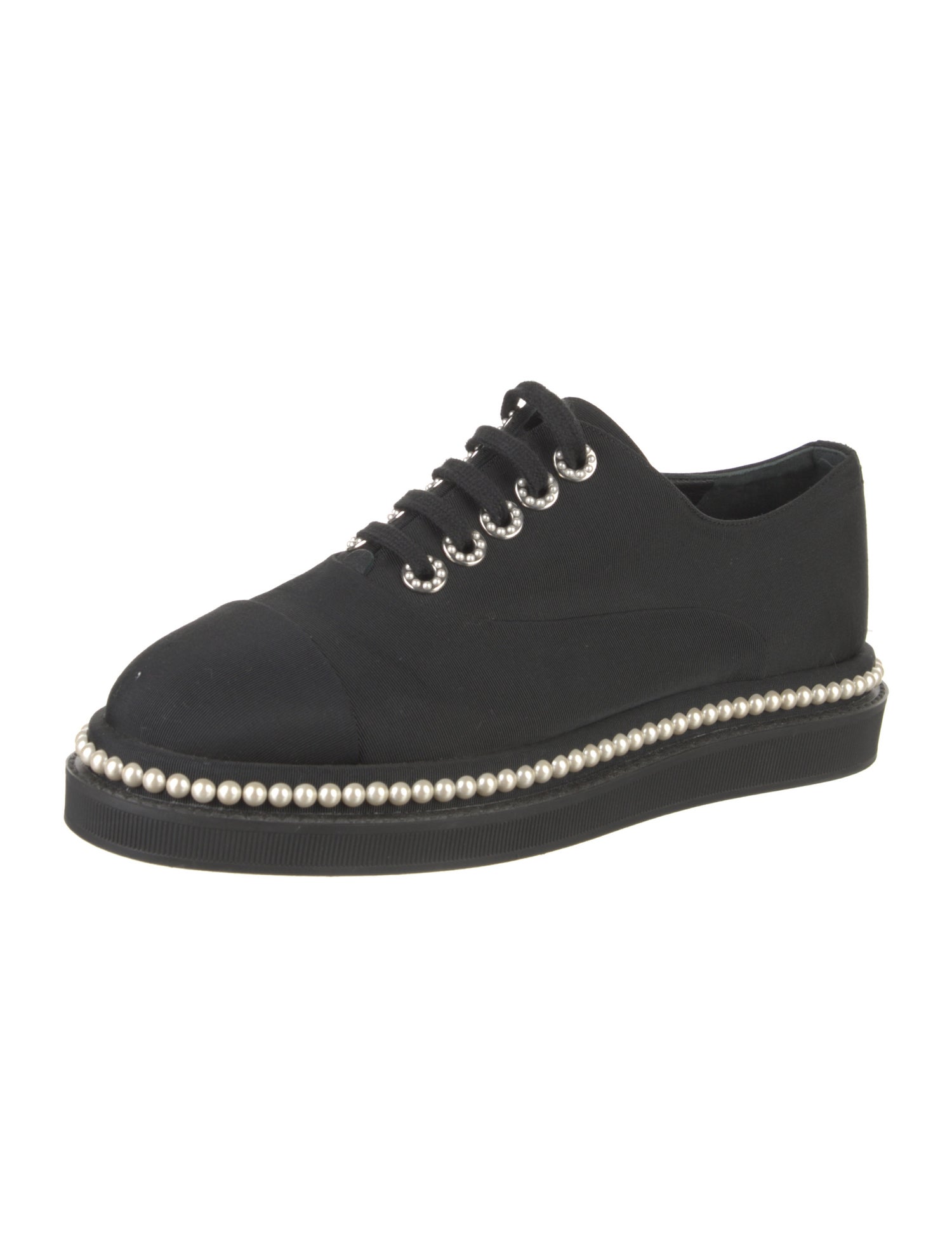 Chanel Interlocking CC Logo Beaded Accents Oxfords