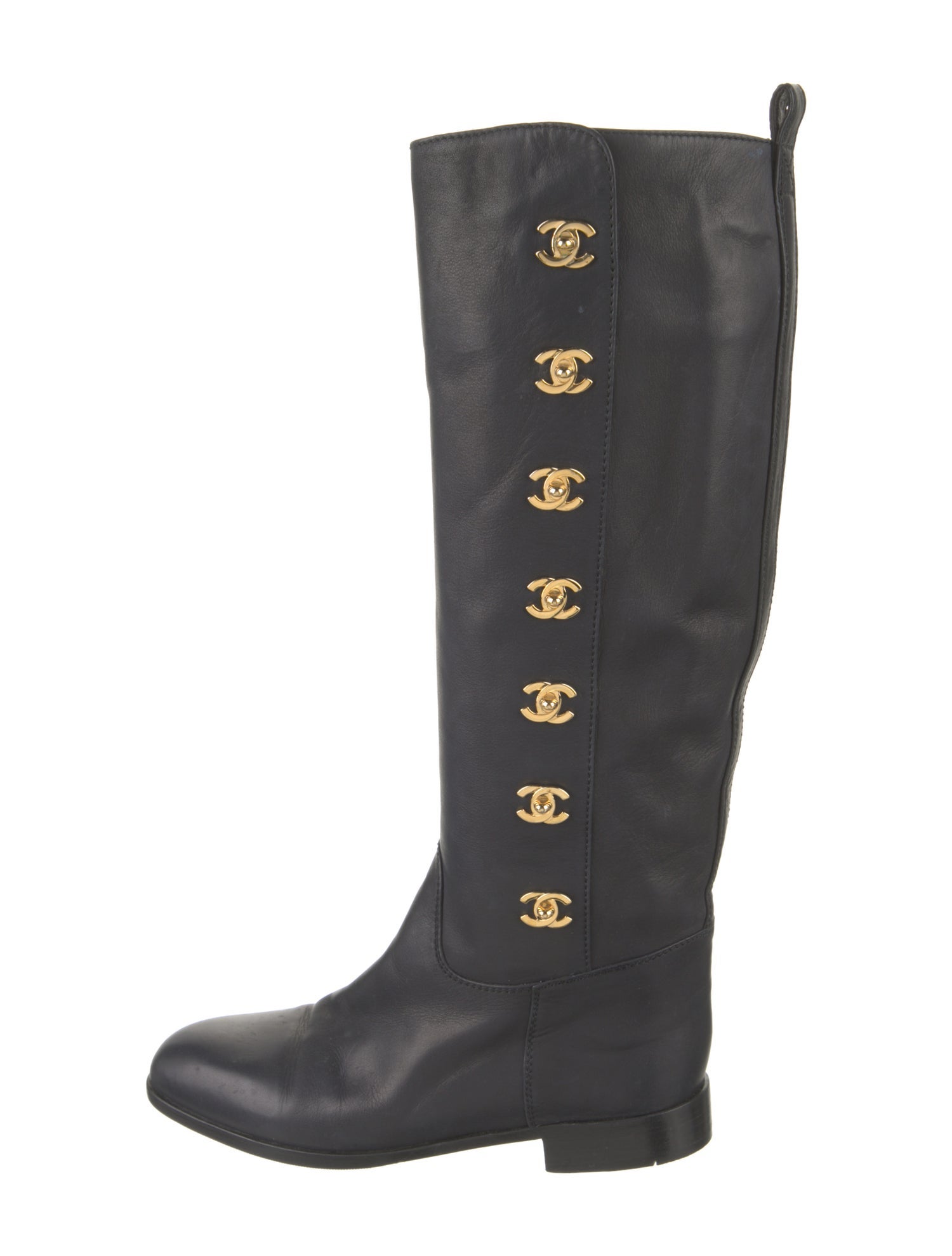 Chanel Vintage Interlocking CC Logo Riding Boots