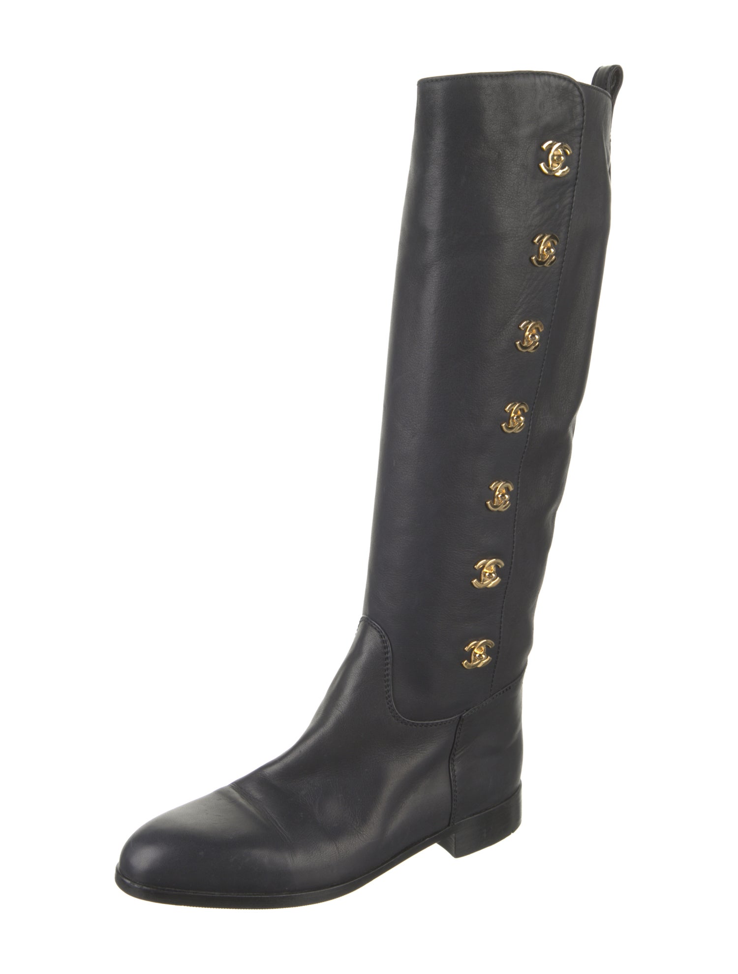 Chanel Vintage Interlocking CC Logo Riding Boots