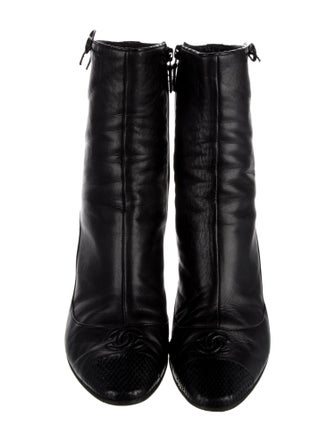 Chanel Interlocking CC Logo Leather Combat Boots