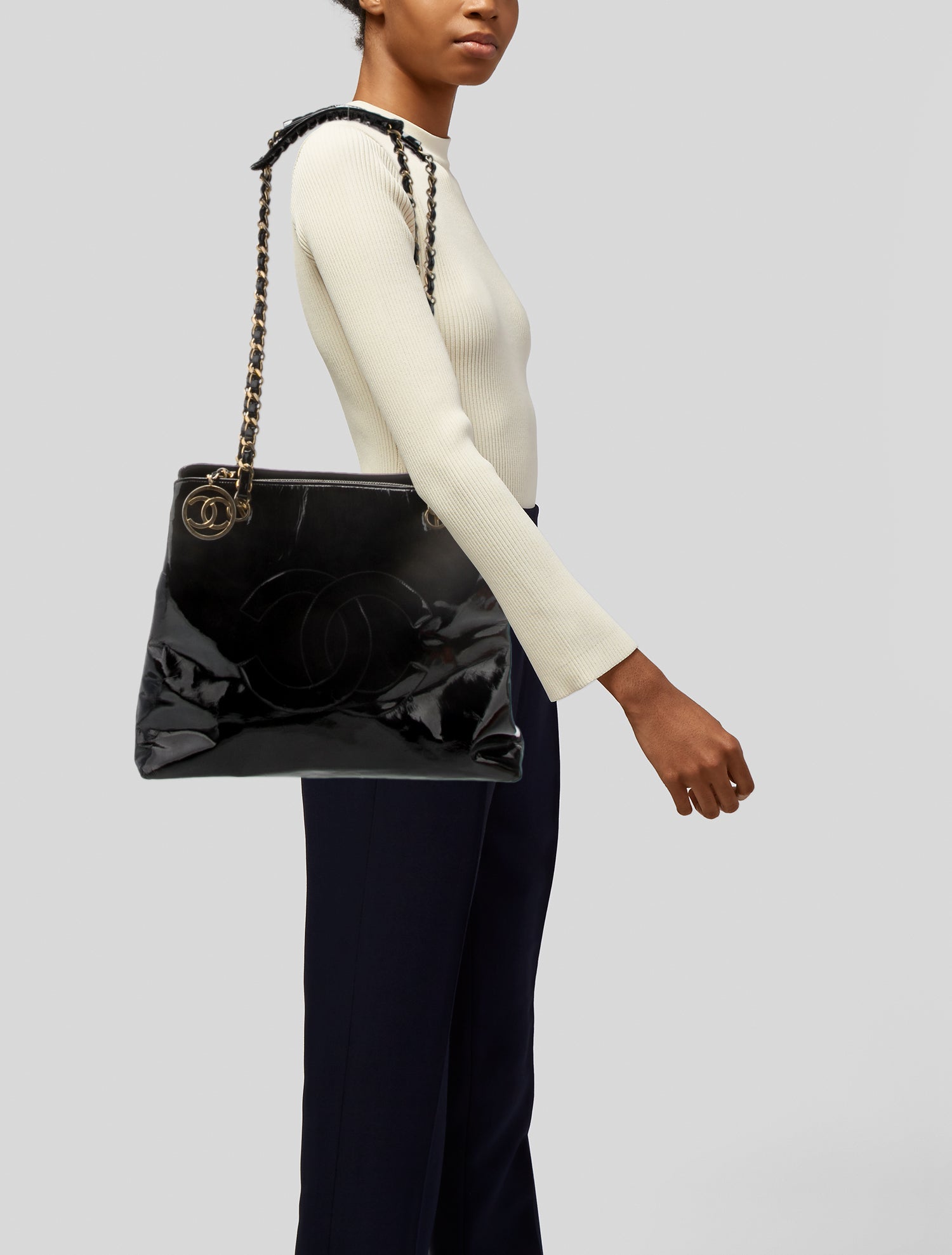 Chanel Patent CC Chain-Link Tote