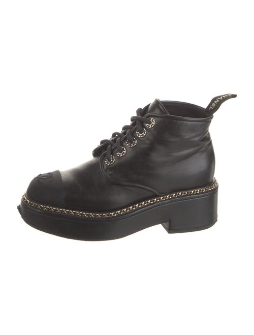 Chanel Interlocking CC Logo Lambskin Combat Boots