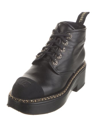 Chanel Interlocking CC Logo Lambskin Combat Boots