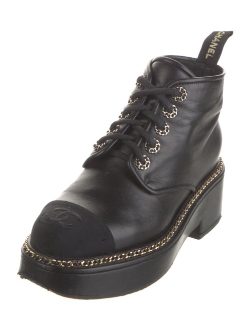 Chanel Interlocking CC Logo Lambskin Combat Boots