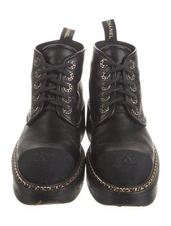 Chanel Interlocking CC Logo Lambskin Combat Boots