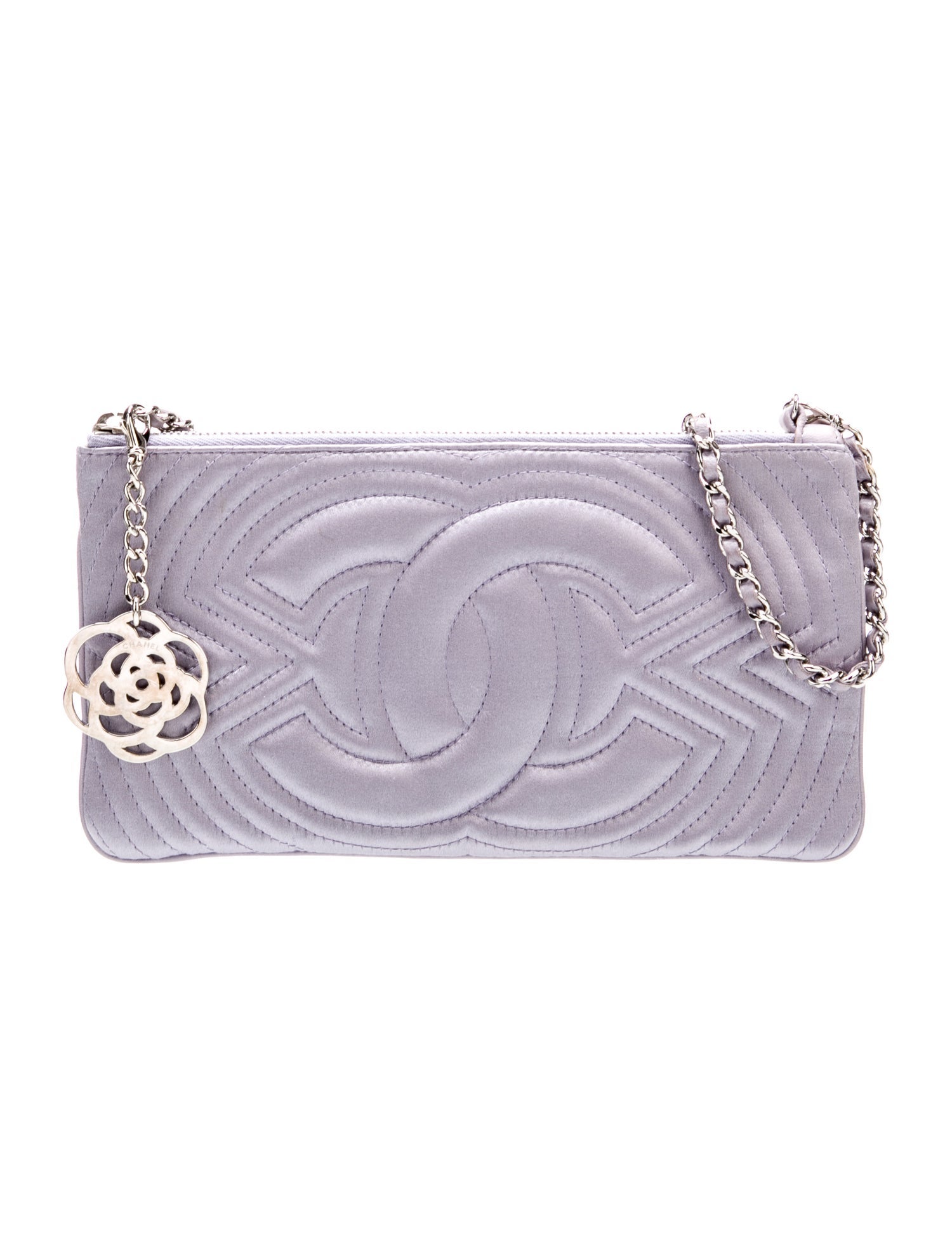 Chanel Satin Camellia Charm Pochette