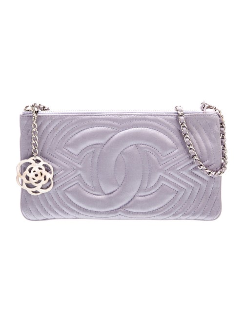 Chanel Satin Camellia Charm Pochette