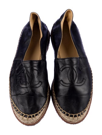 Chanel Interlocking CC Logo Leather Espadrilles