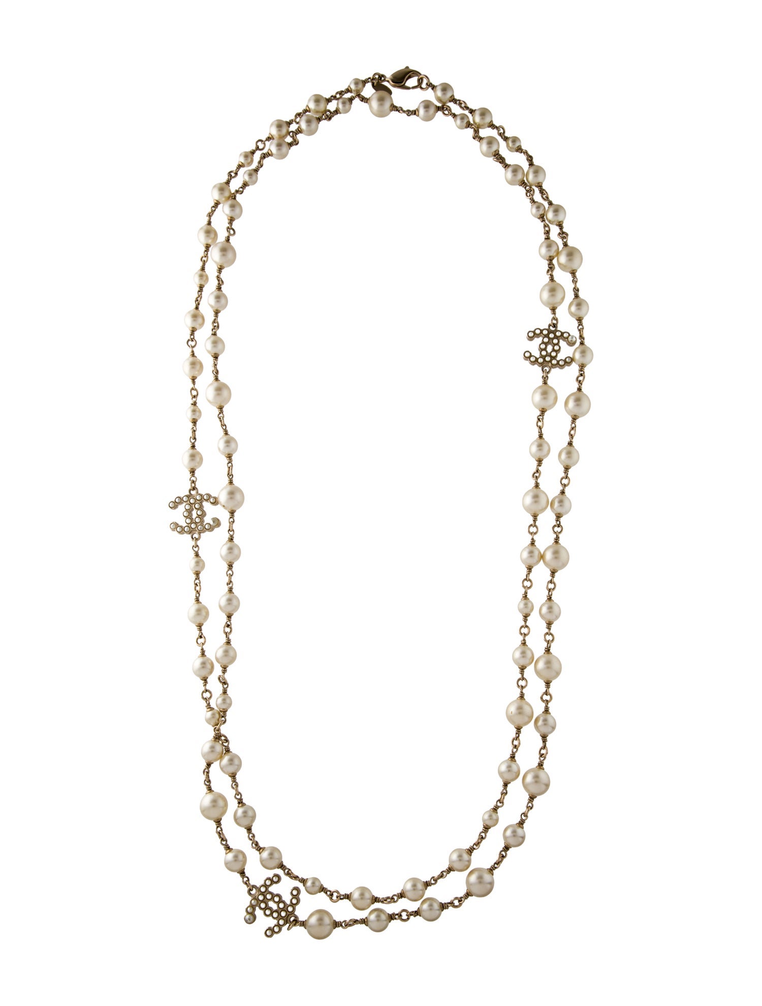 Chanel Faux Pearl CC Station Necklace