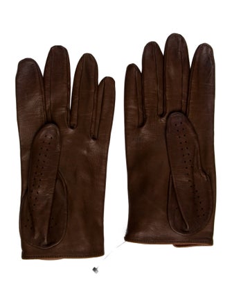 Chanel Lasercut Interlocking CC Logo Leather Gloves