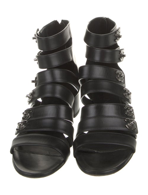 Chanel Interlocking CC Logo Leather Gladiator Sandals