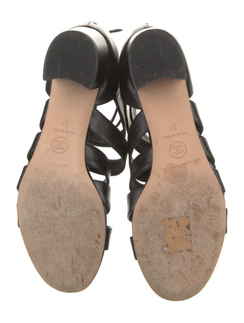 Chanel Interlocking CC Logo Leather Gladiator Sandals