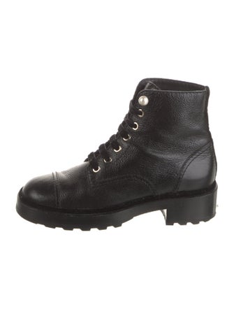 Chanel Interlocking CC Logo Leather Combat Boots