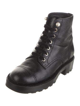 Chanel Interlocking CC Logo Leather Combat Boots