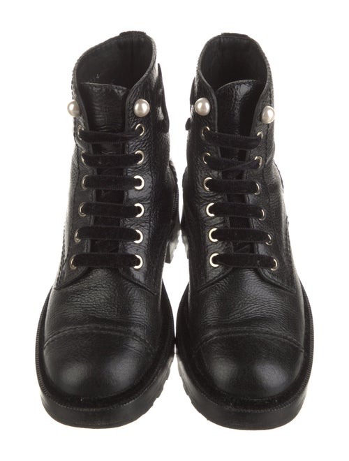 Chanel Interlocking CC Logo Leather Combat Boots