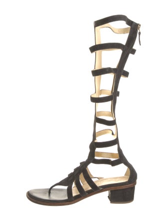 Chanel Interlocking CC Logo Suede Gladiator Sandals
